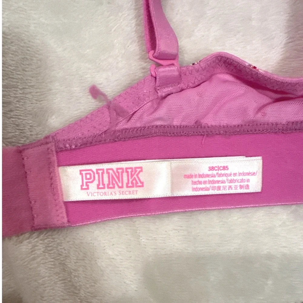 PINK Victoria's Secret Womens Bra 38C Pink Floral Love Pink Band